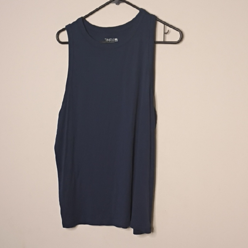 Time and Tru Dark Blue Muscle Tee